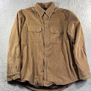 COVINGTON JACKET MENS MEDIUM BROWN CORDUROY BLANKET FLEECE LINED SHIRT SHACKET